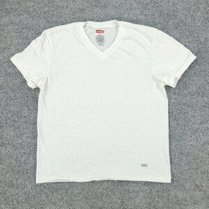 Levi's Shirt Men's Size Medium White Logo Graphic V-Neck Short Sleeve Pullover